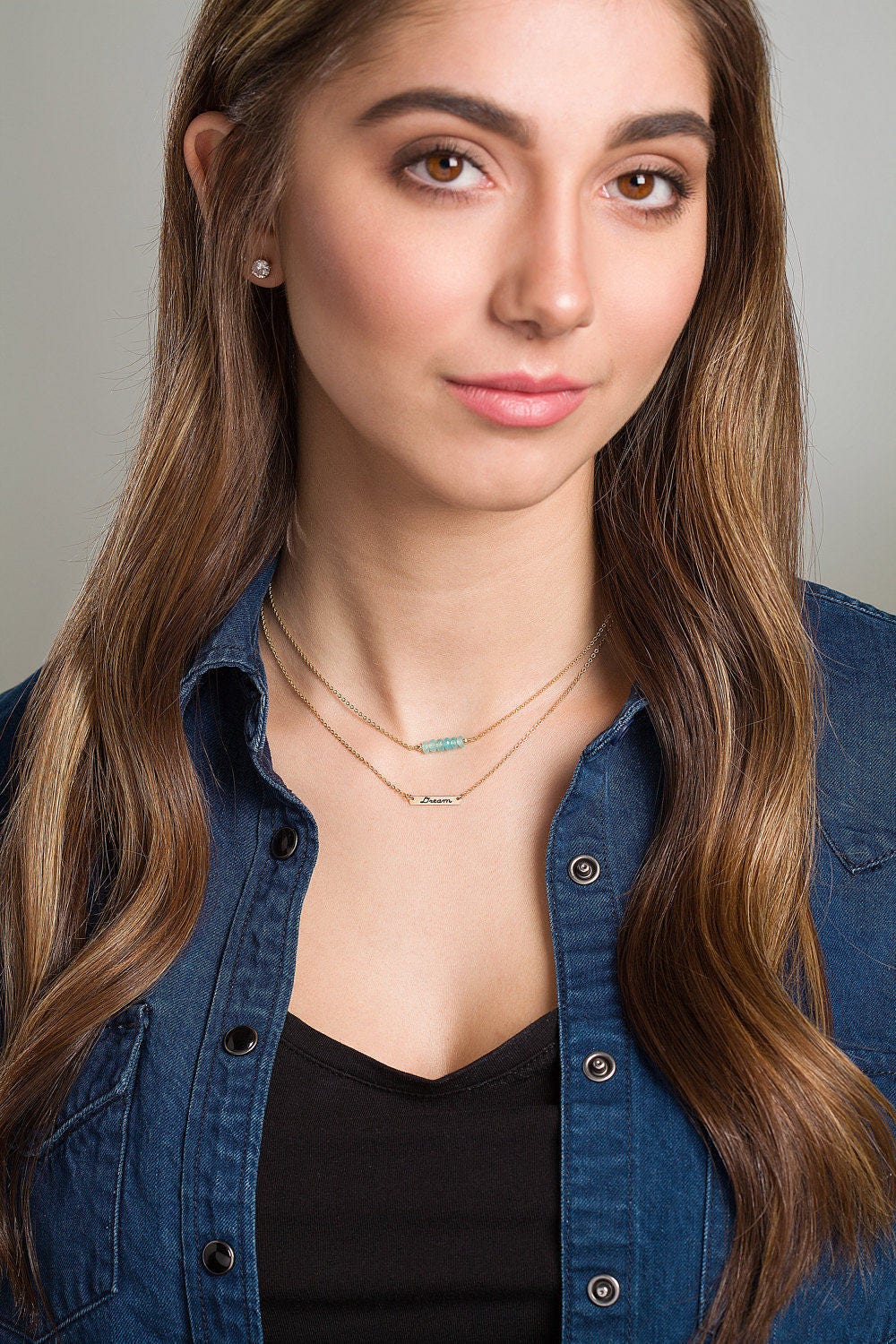 Lilly Engraved Bar Necklace
