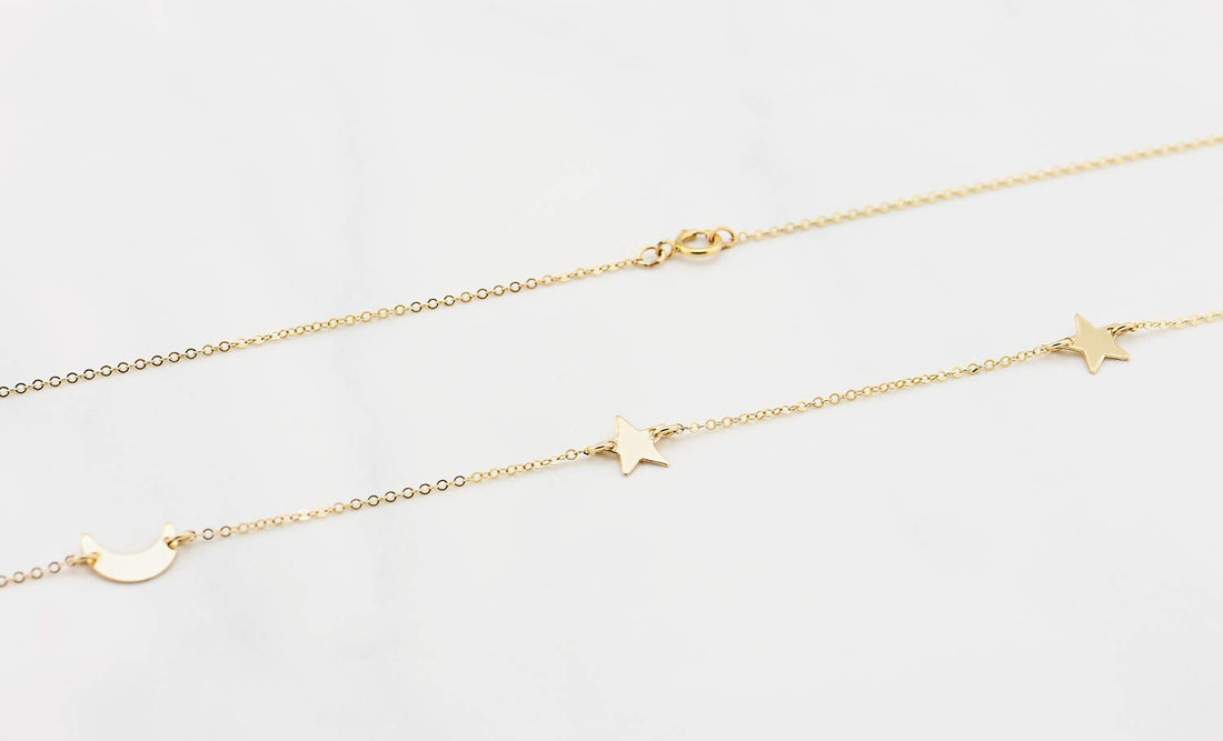 Gold Moon & Star Necklace