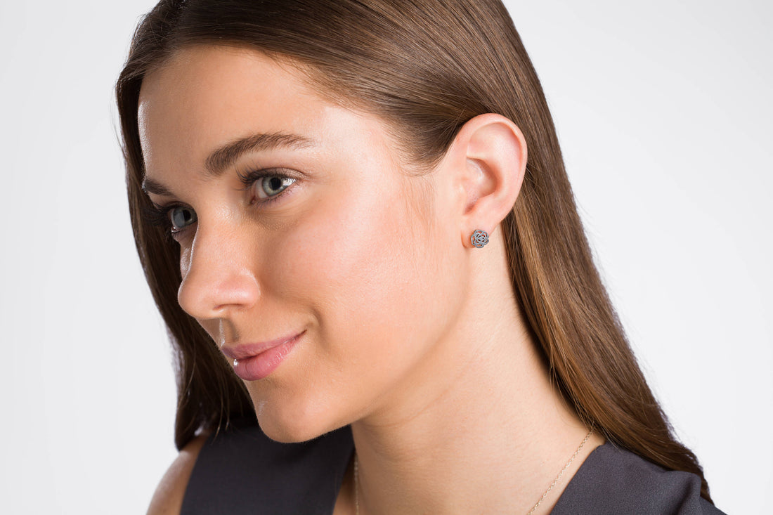 Flower Charm Stud Earrings