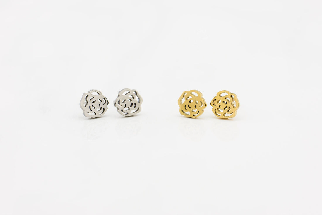Flower Charm Stud Earrings