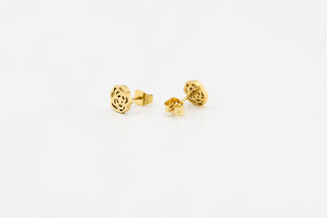 Flower Charm Stud Earrings