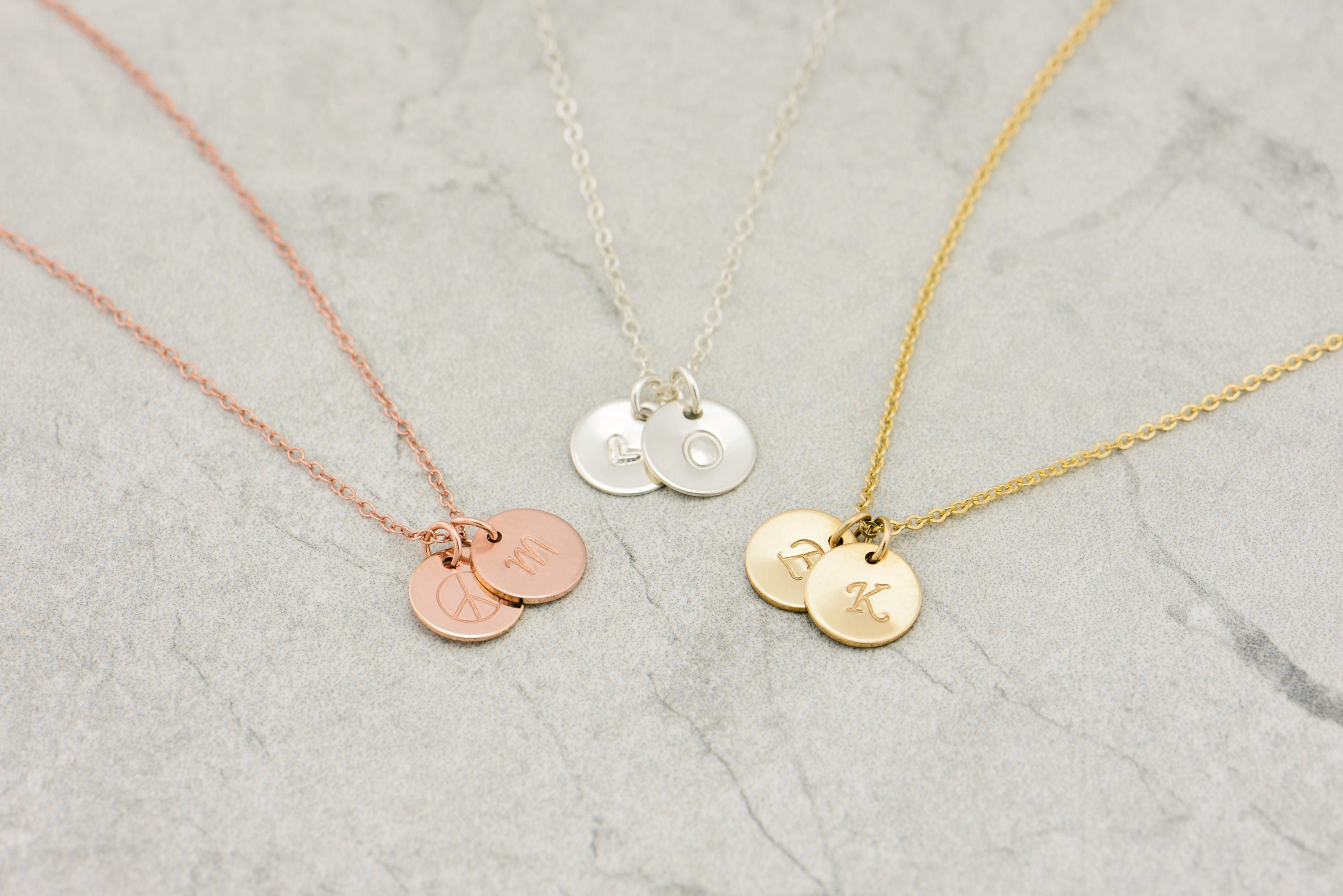 Initial Disc Pendant Necklace