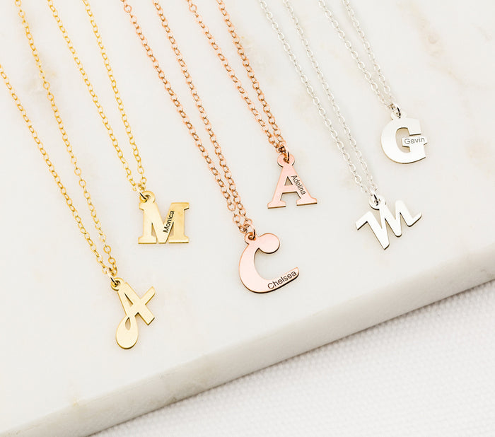 Block Initial Letter Necklace