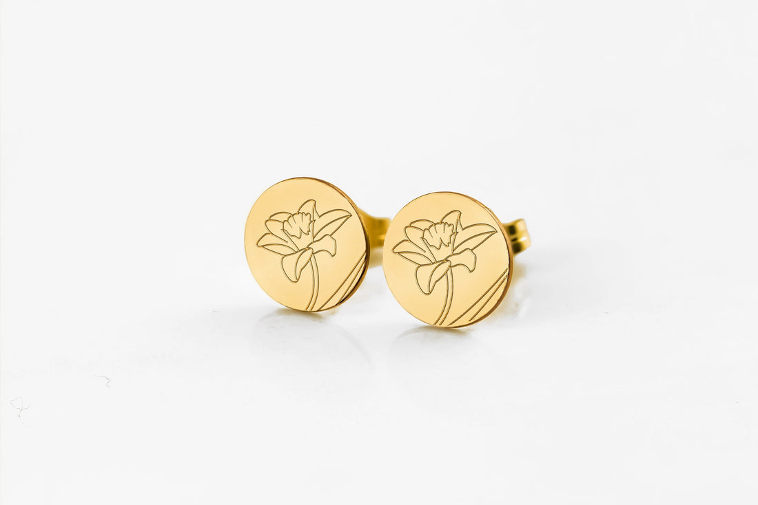 Birth Flower Stud Earrings