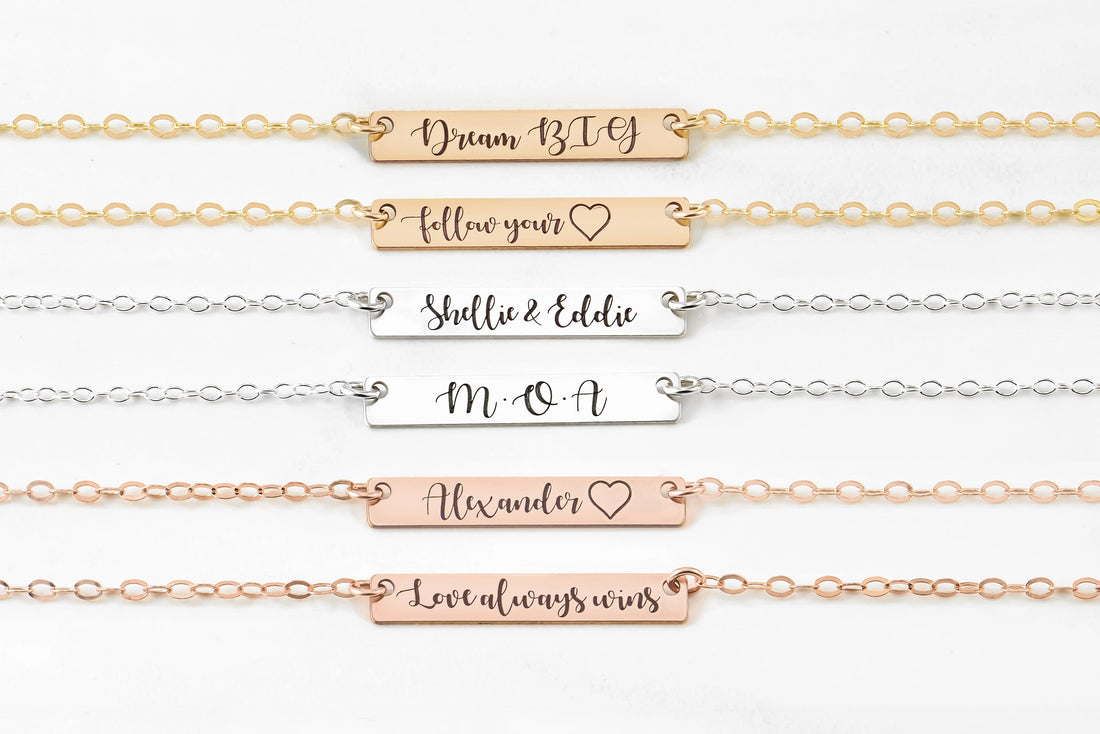 Initial Name Bar Necklace