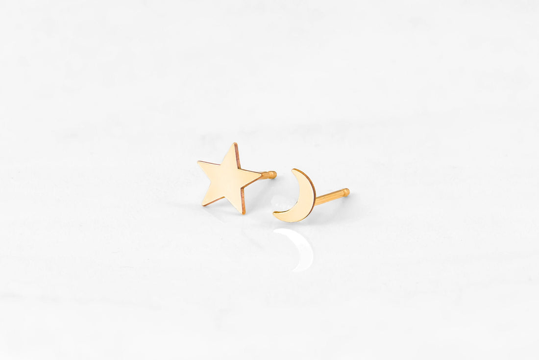 Moon Charm Stud Earrings