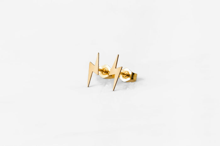 Lightning Bolt Thunderbolt Charm Stud Earrings