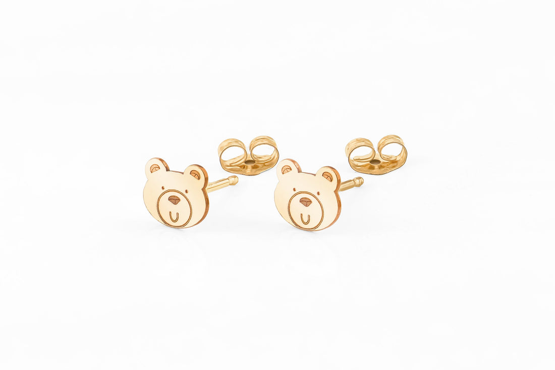 Bear Charm Stud Earrings