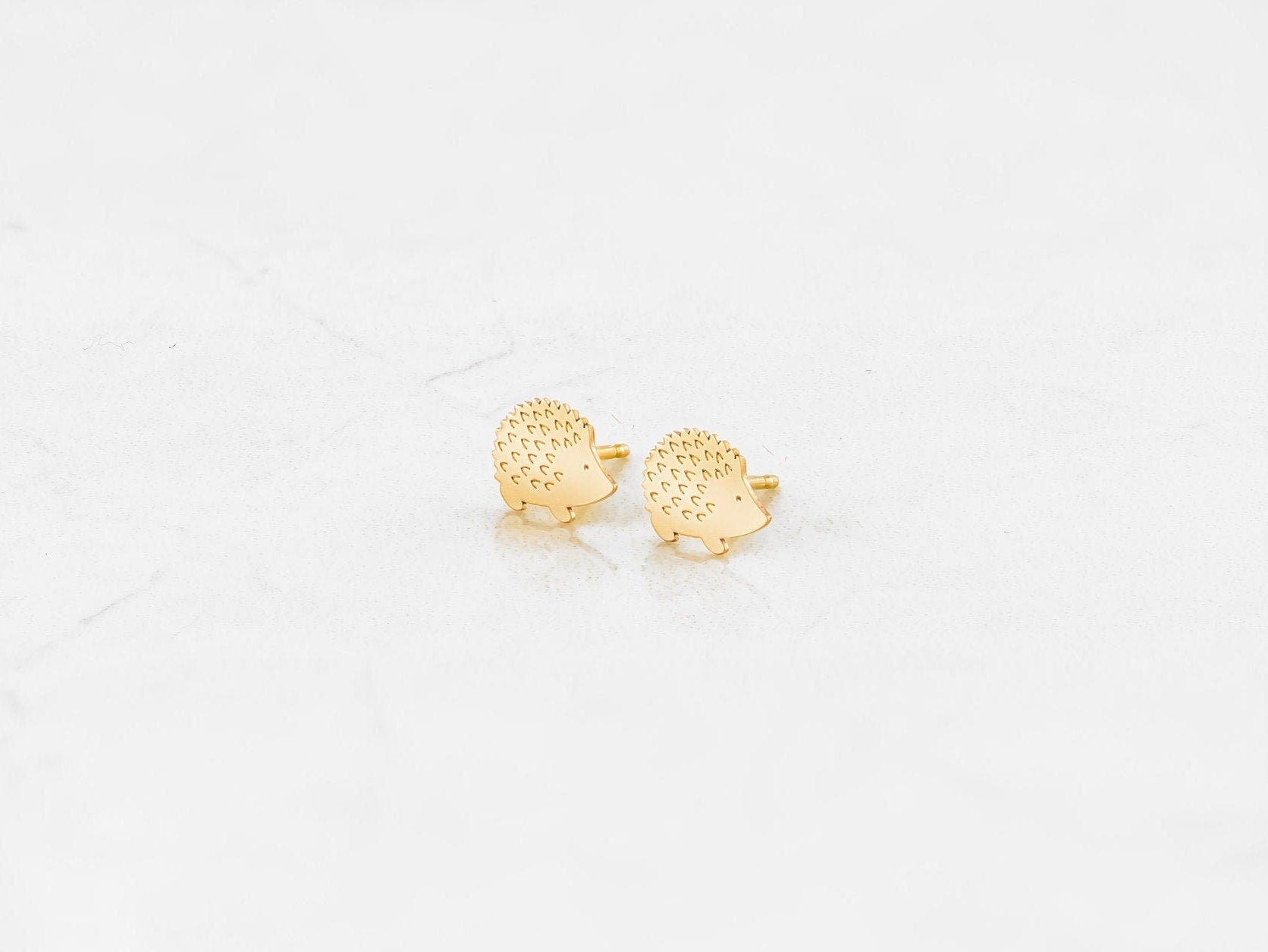 Rose Gold Cute Hedgehog Charm Stud Earrings