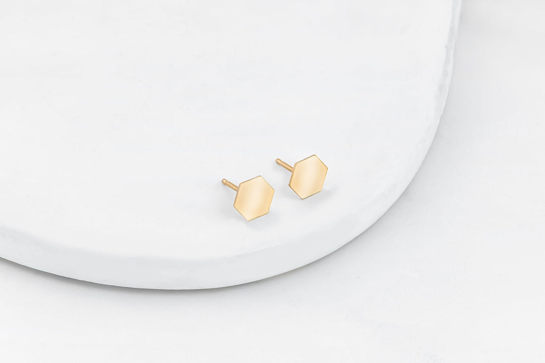 Hexagon Stud Earrings