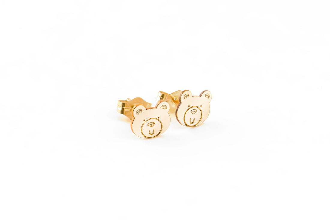 Bear Charm Stud Earrings