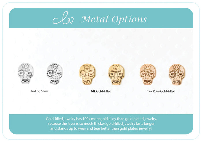 Sugar Skull Charm Stud Earrings
