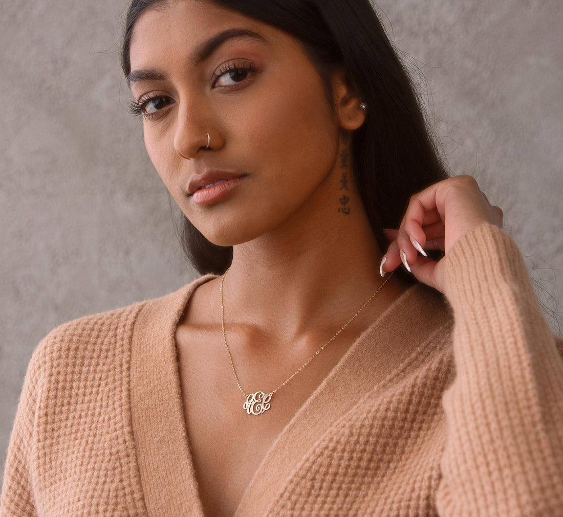 Ornate Monogram Pendant Necklace
