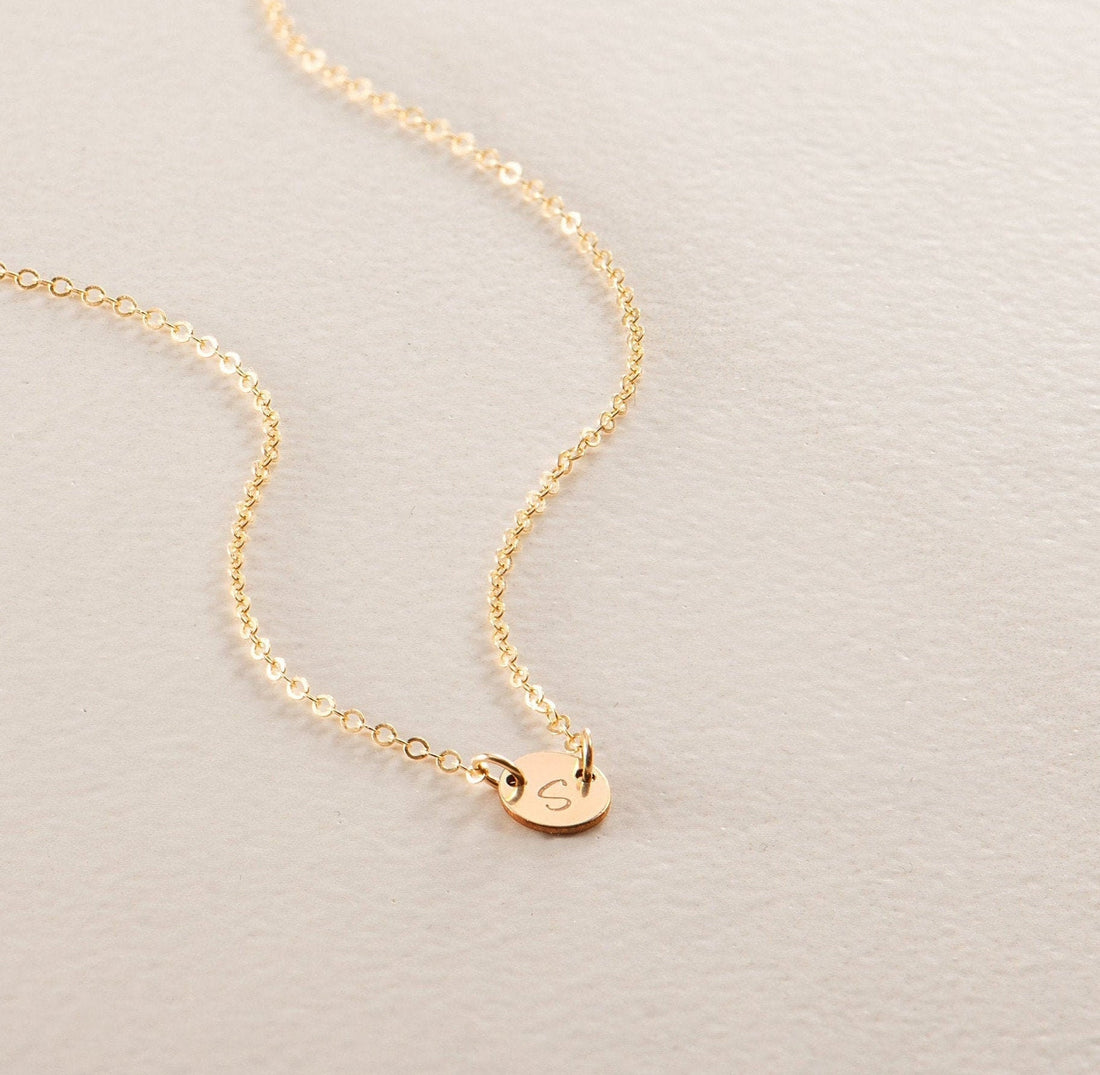 Initial Disc Beady Necklace