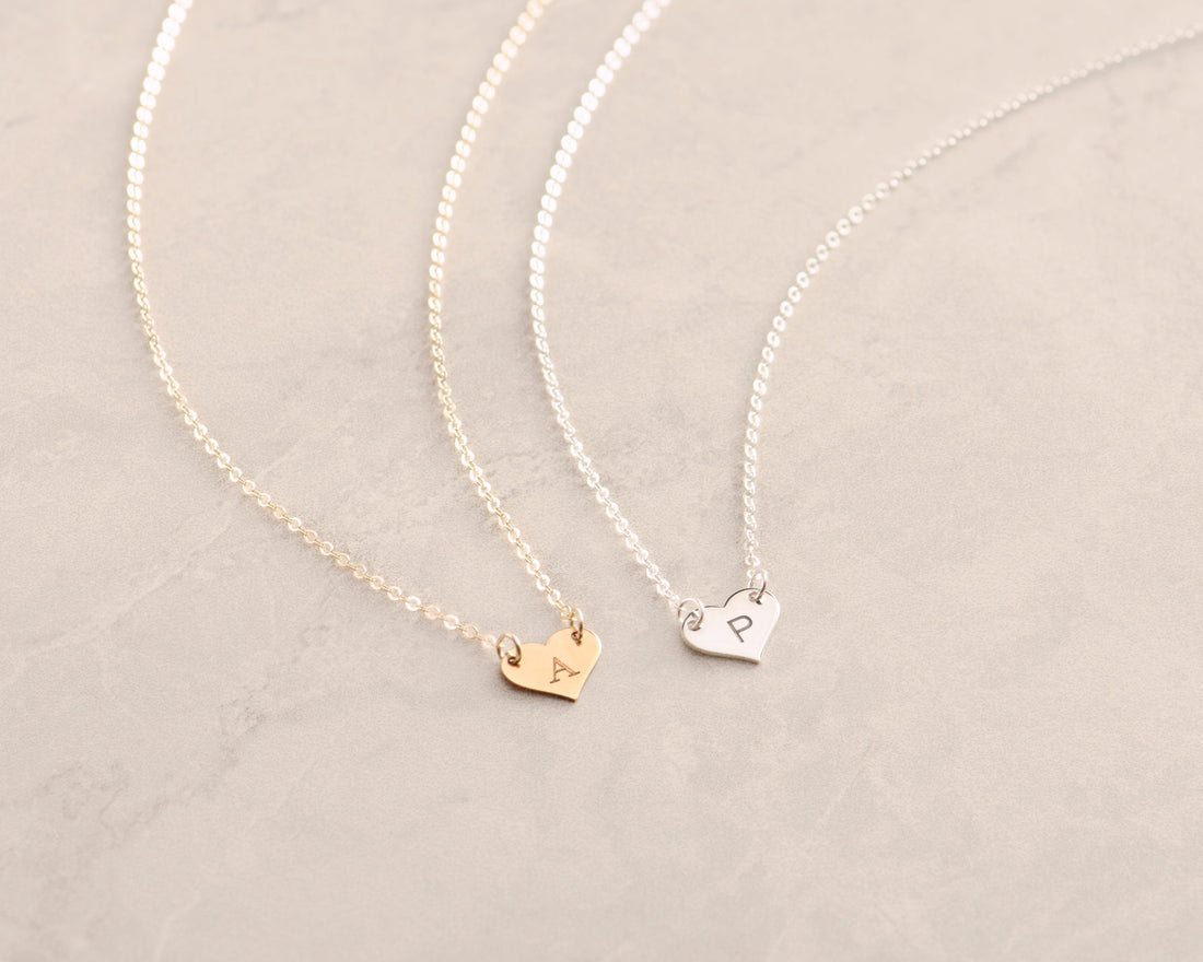 Dainty Heart Initial Necklace