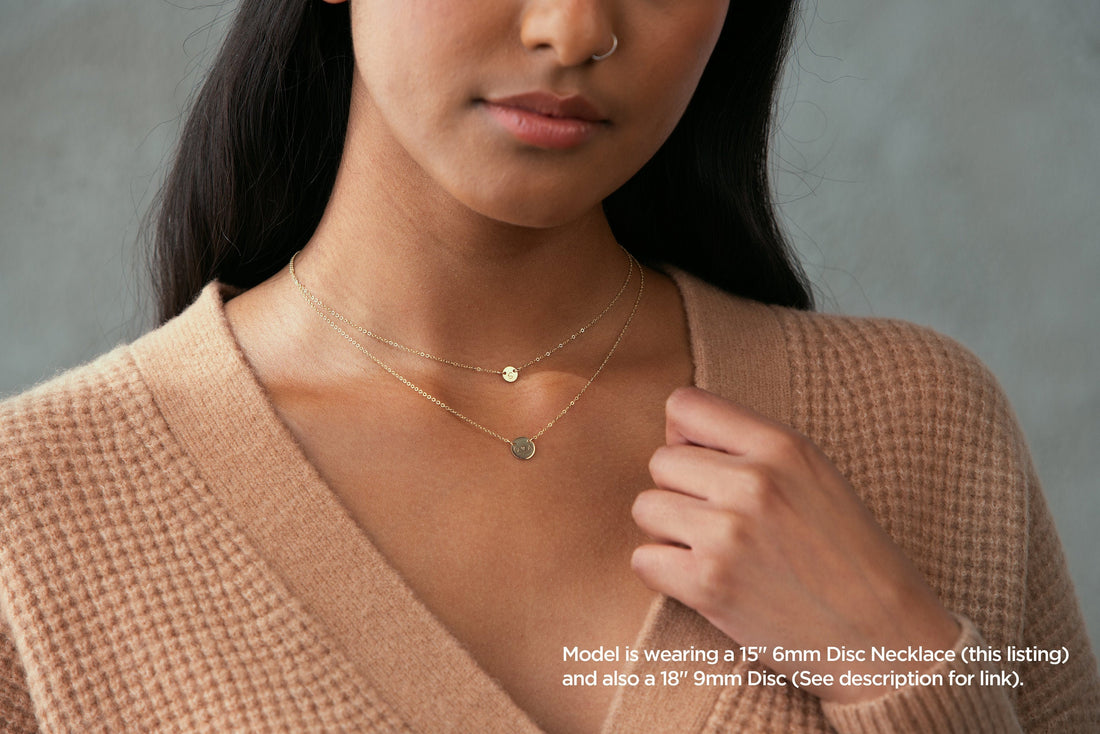 Initial Disc Beady Necklace