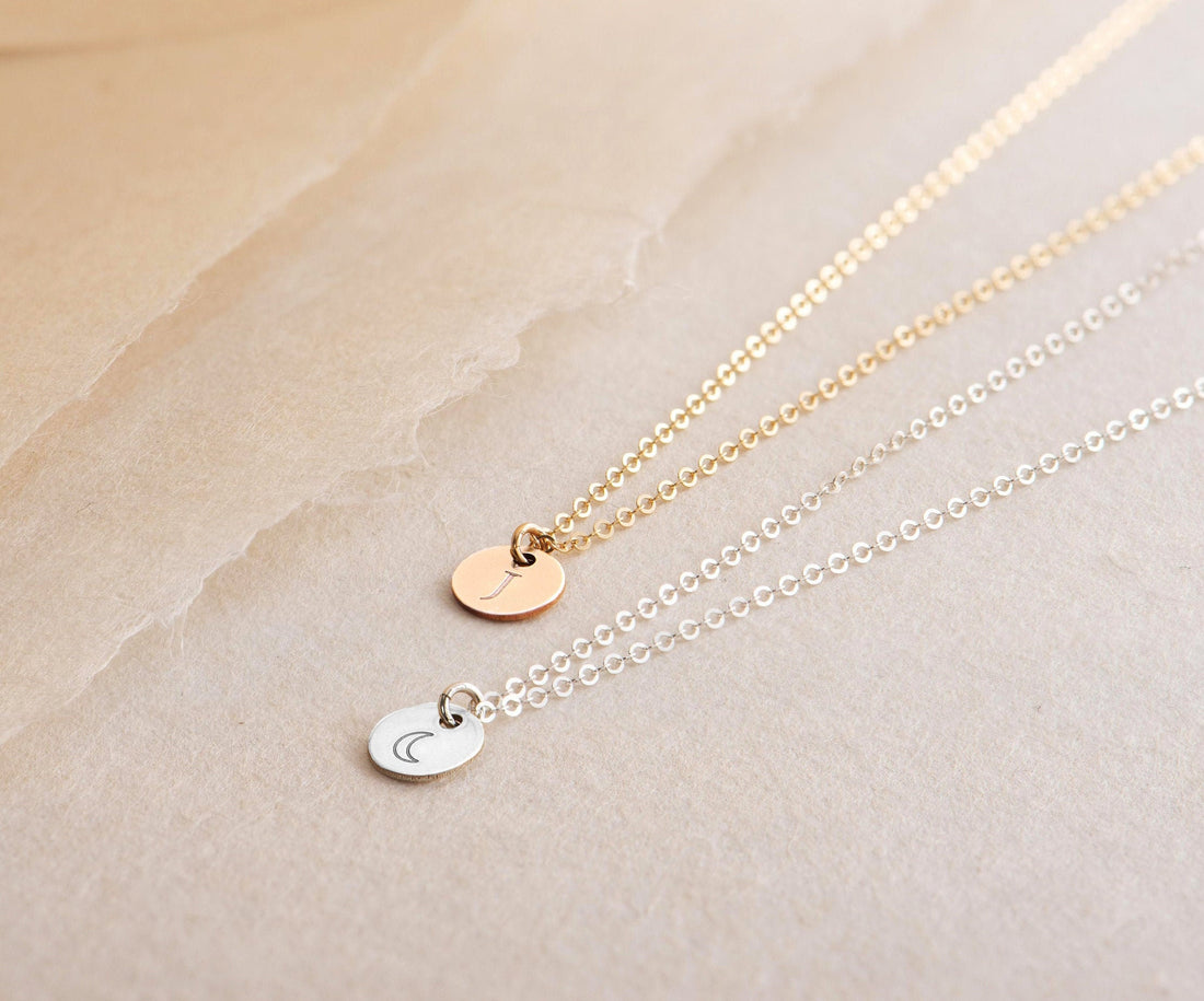 Initial Disc Pendant Necklace
