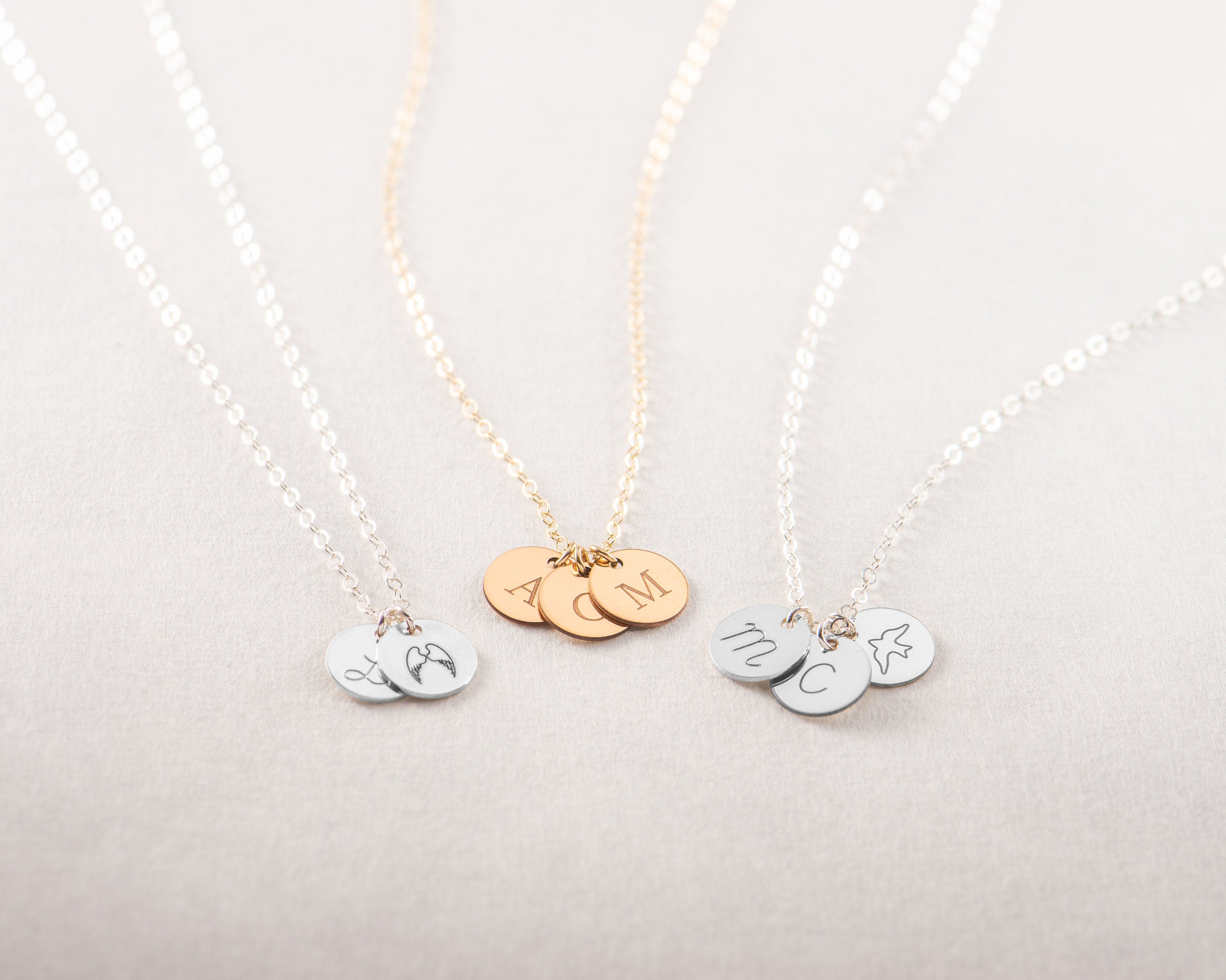 Initial Disc Pendant Necklace