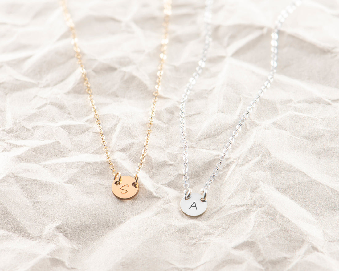 Initial Disc Beady Necklace
