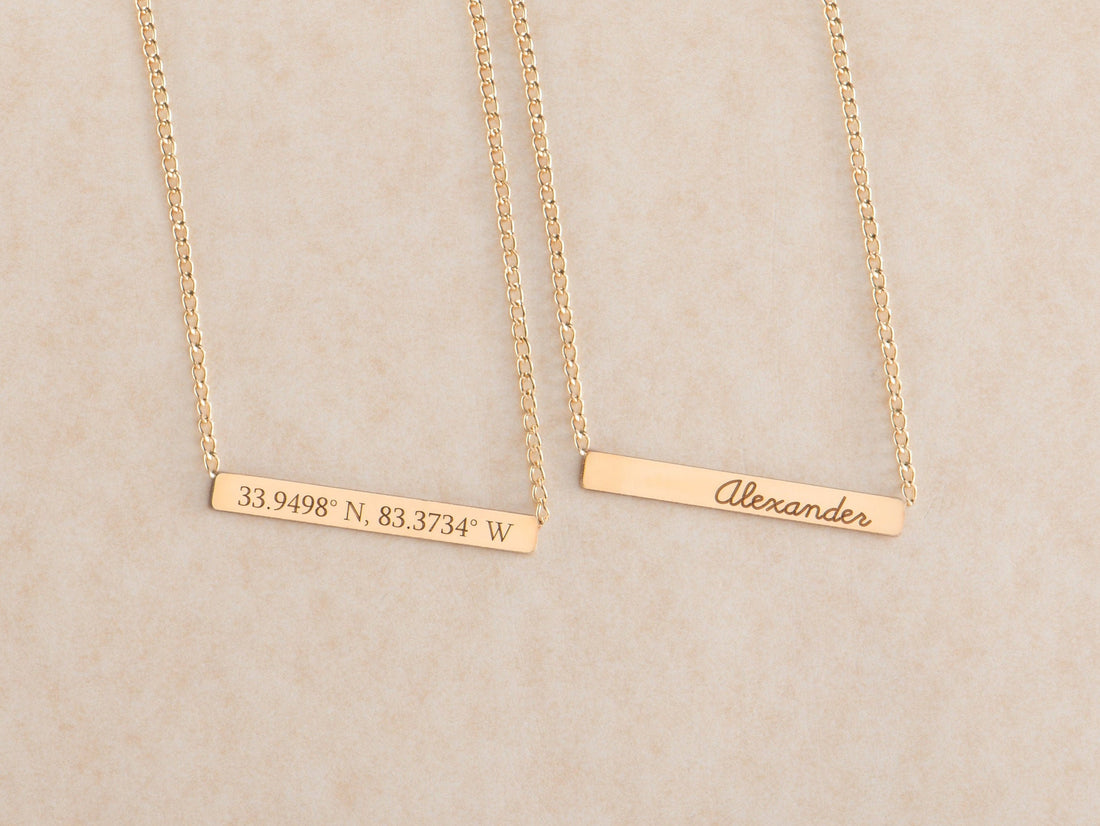 Emily Engraved Bar Necklace