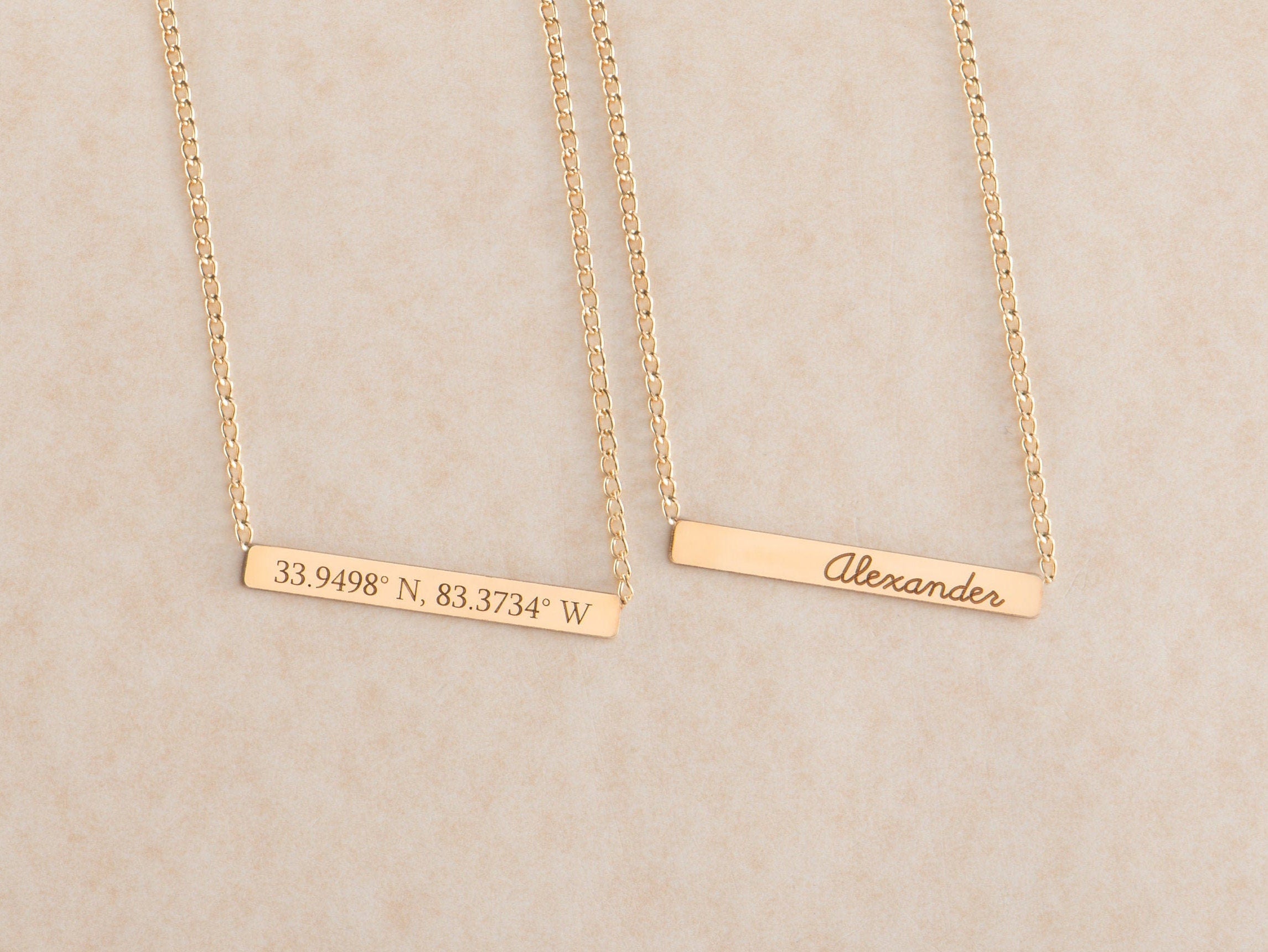 Emily Engraved Bar Necklace