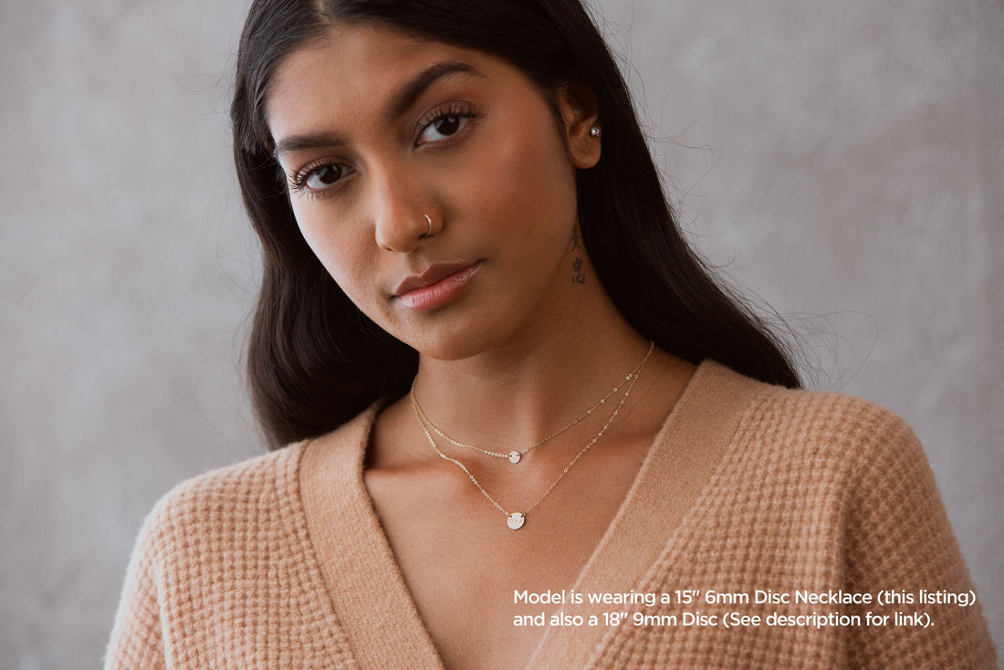 Initial Disc Beady Necklace