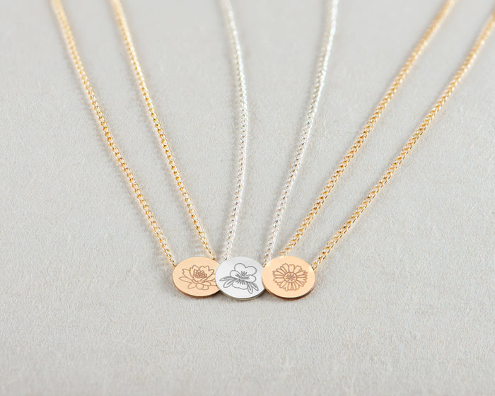 Birth Flower Pendant Necklace