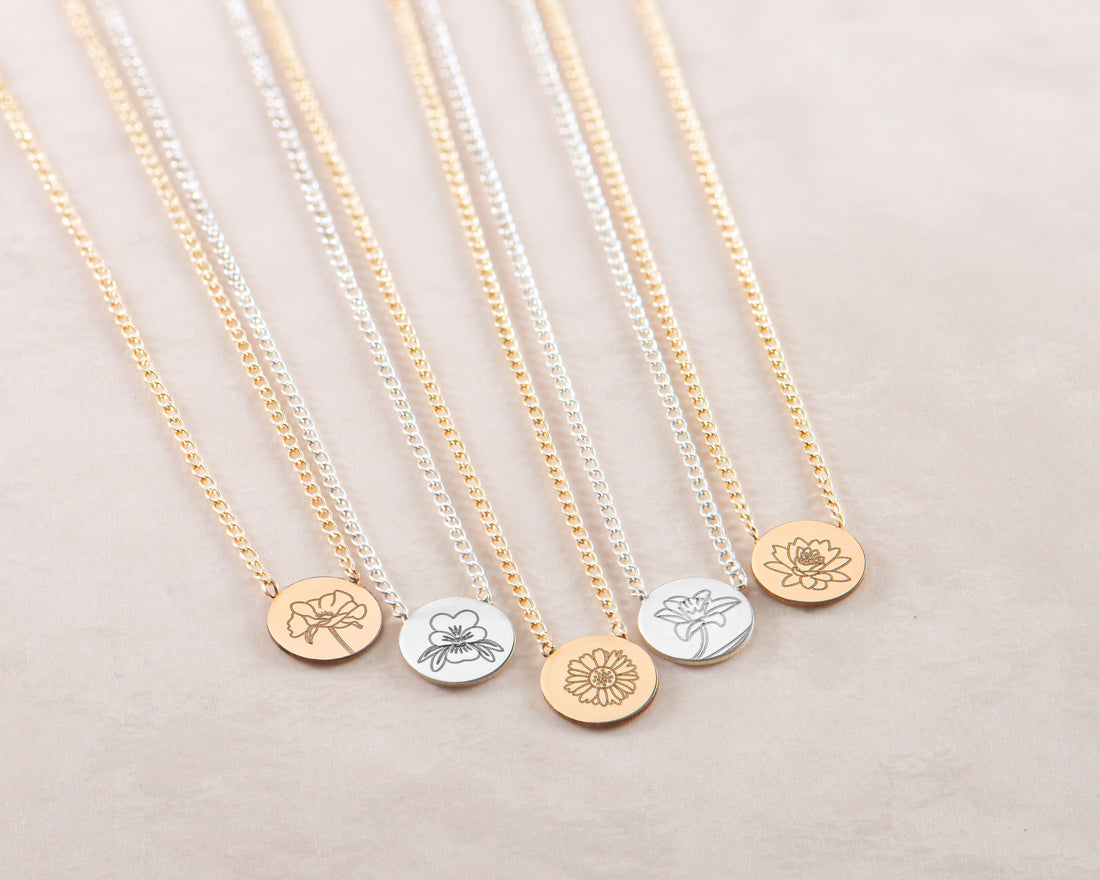 Birth Flower Pendant Necklace
