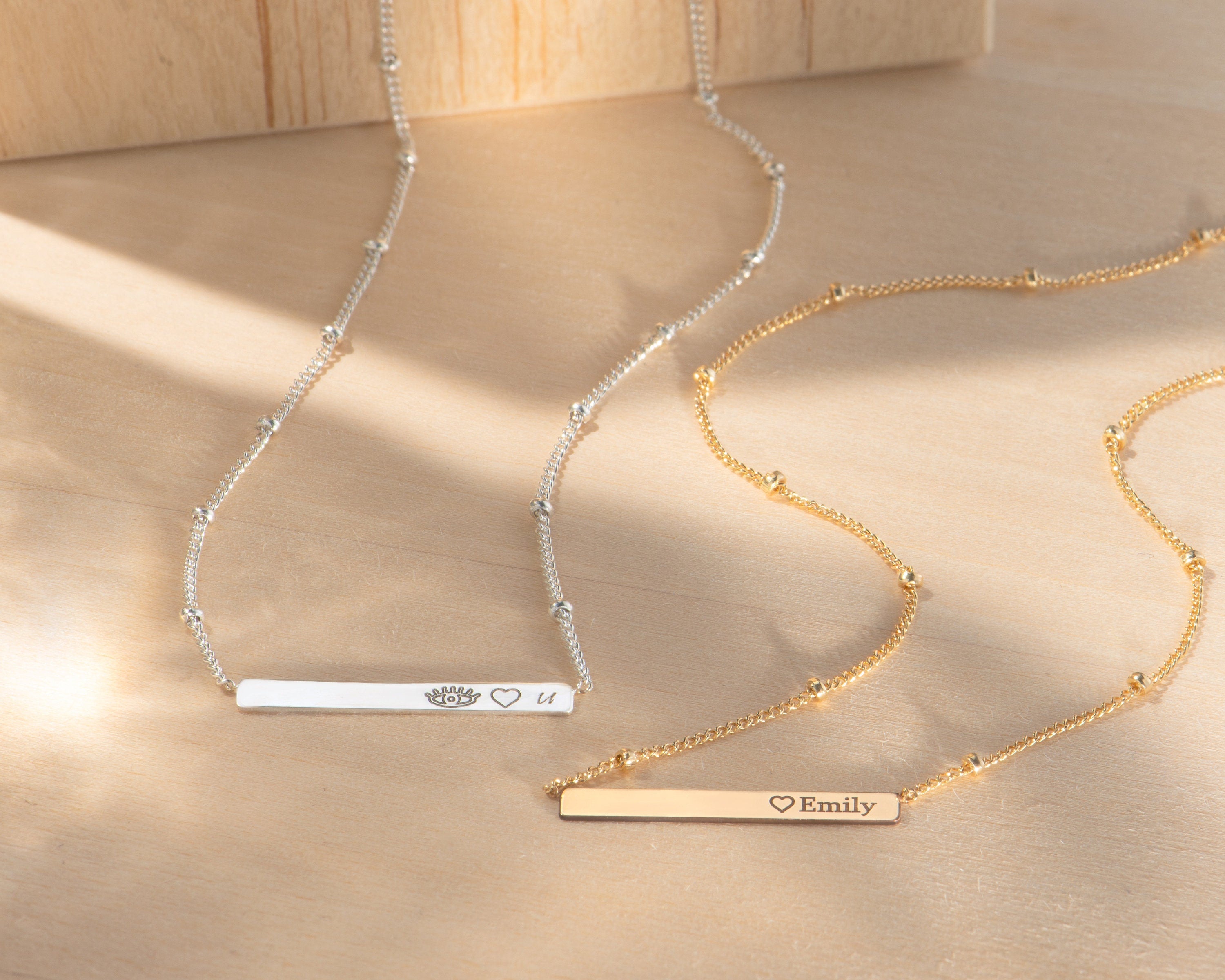 Custom Engraved Name Beady Necklace