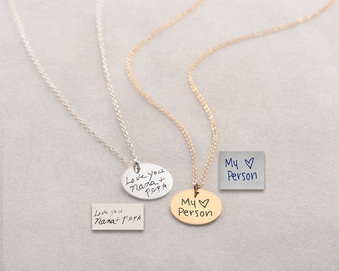 Handwriting Disc Pendant Necklace
