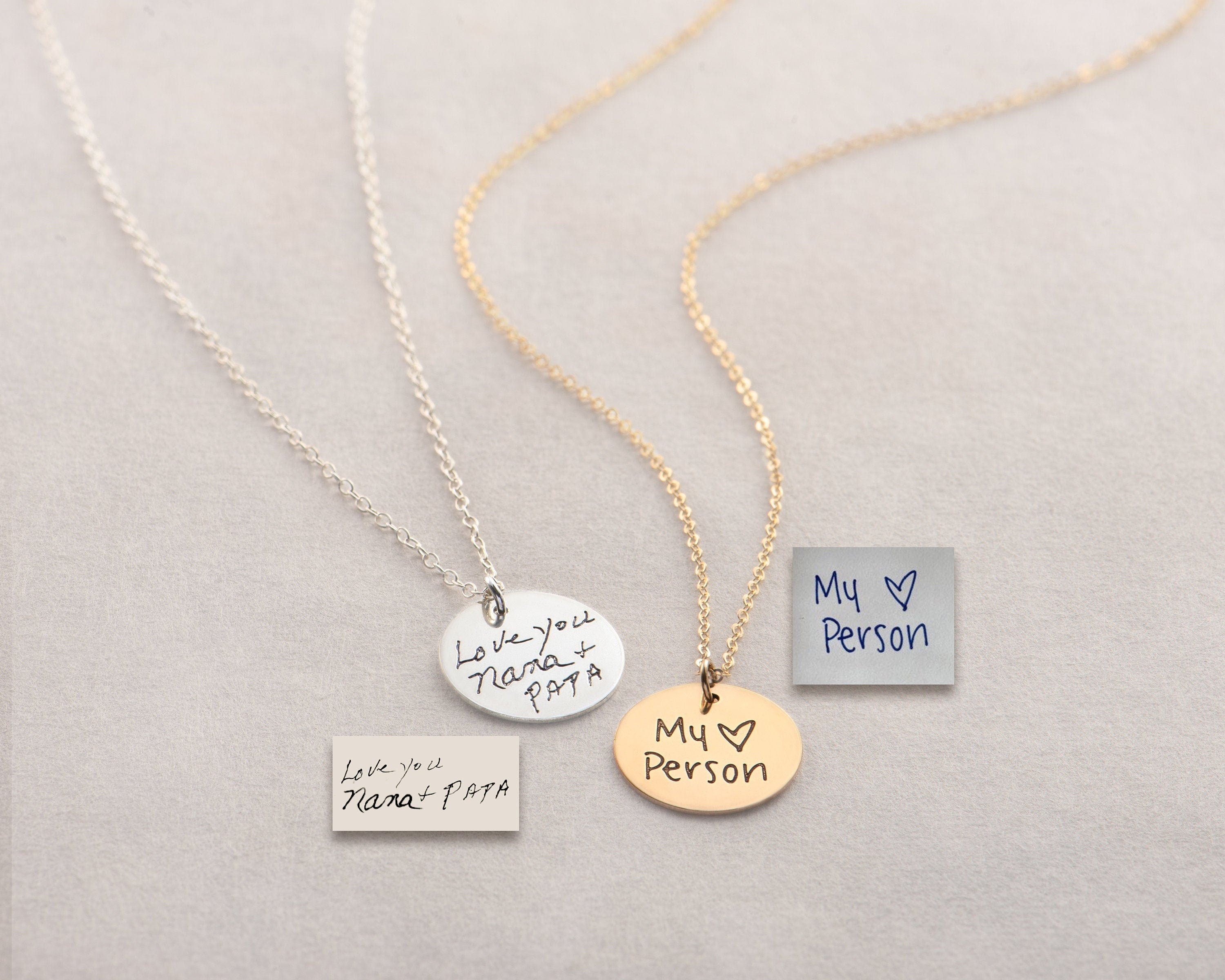 Handwriting Disc Pendant Necklace