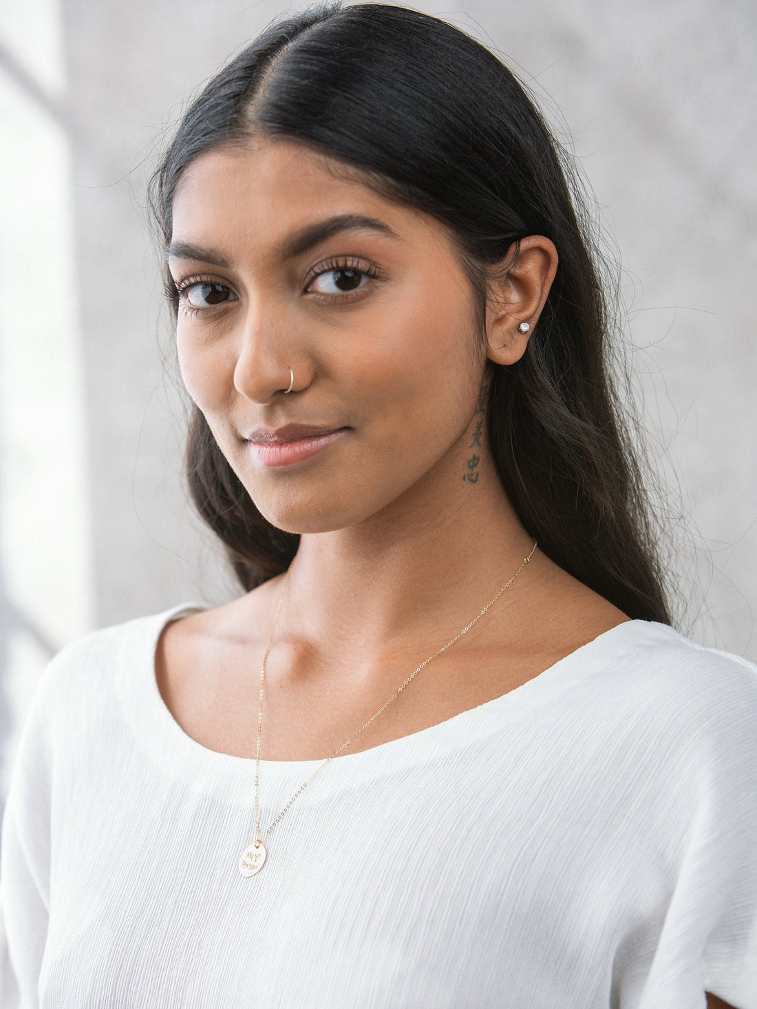 Handwriting Disc Pendant Necklace