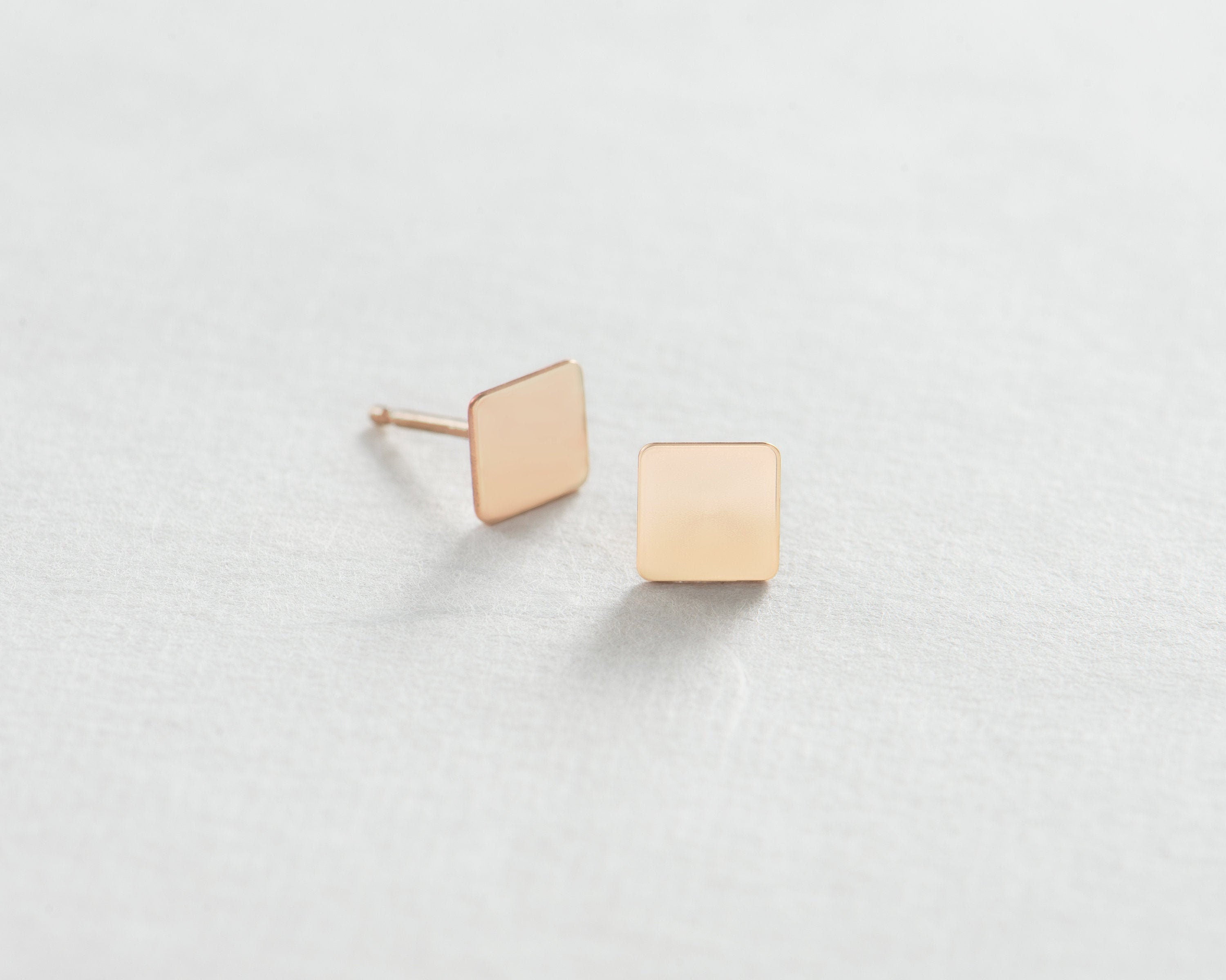 Gold Square Stud Earrings