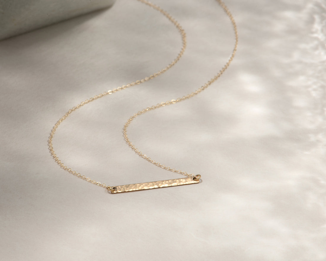 Hammered Bar Pendant Necklace