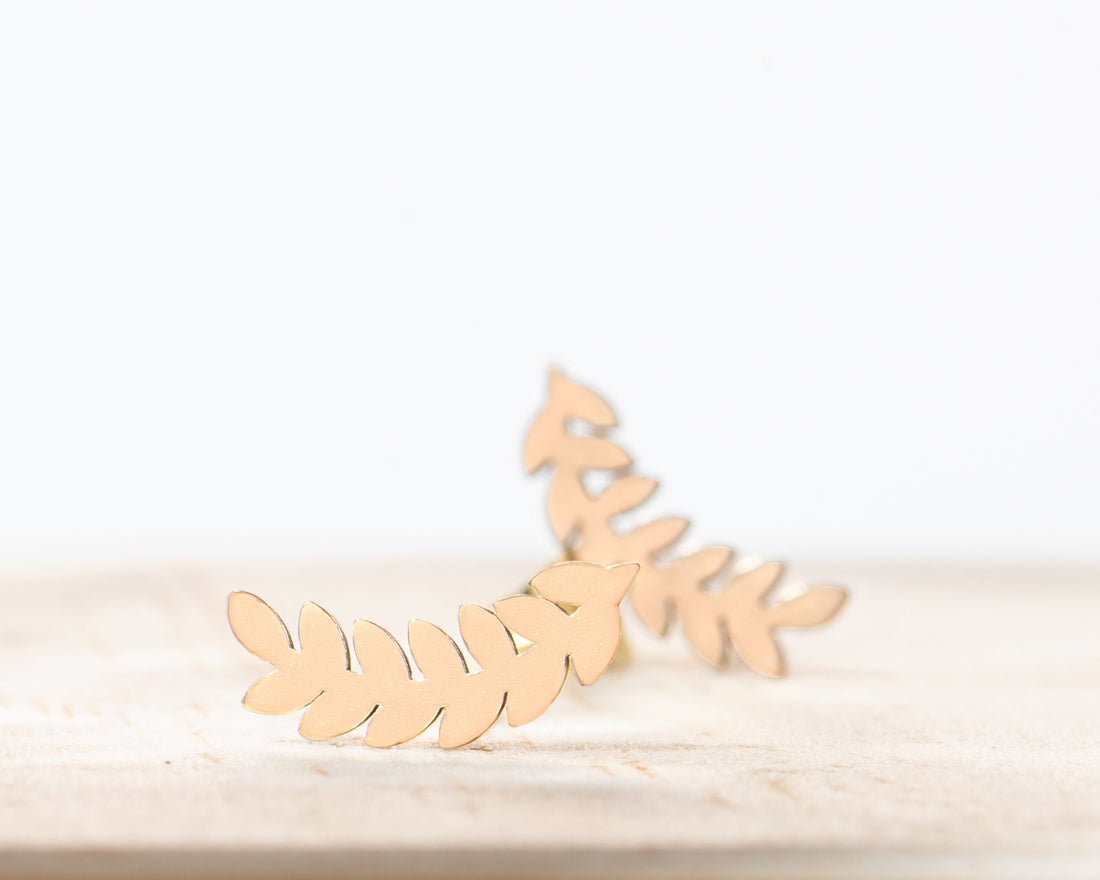 Leaf Sprig Drop Earrings