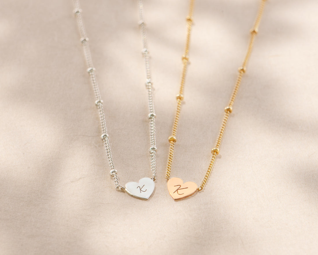 Initial Heart Beady Necklace