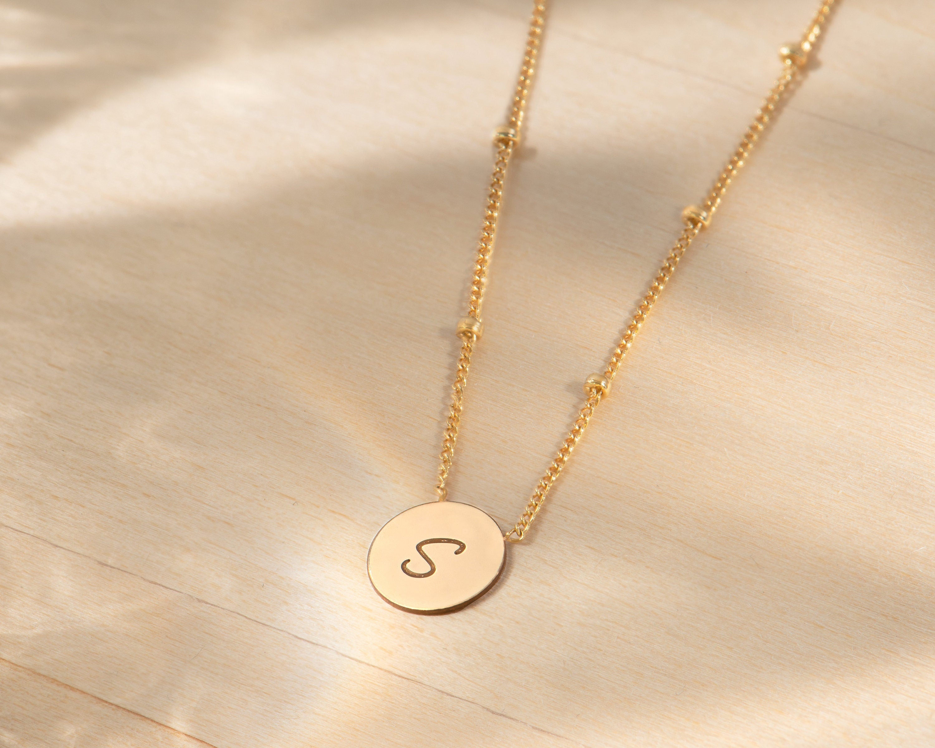 Personalized Initial Disc Pendant Necklace