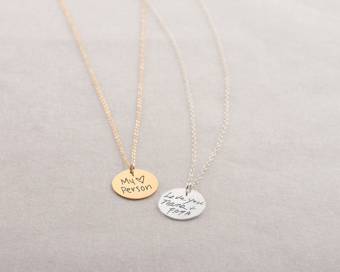 Handwriting Disc Pendant Necklace
