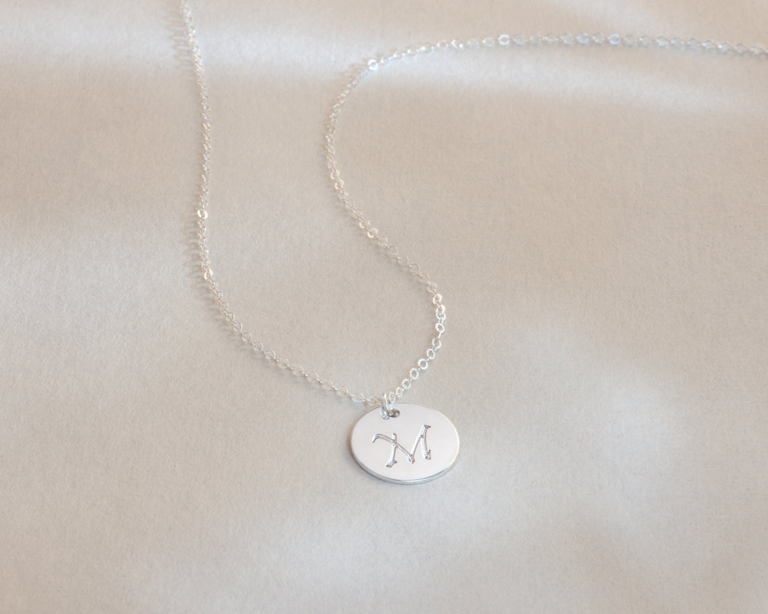 Initial Disc Pendant Necklace