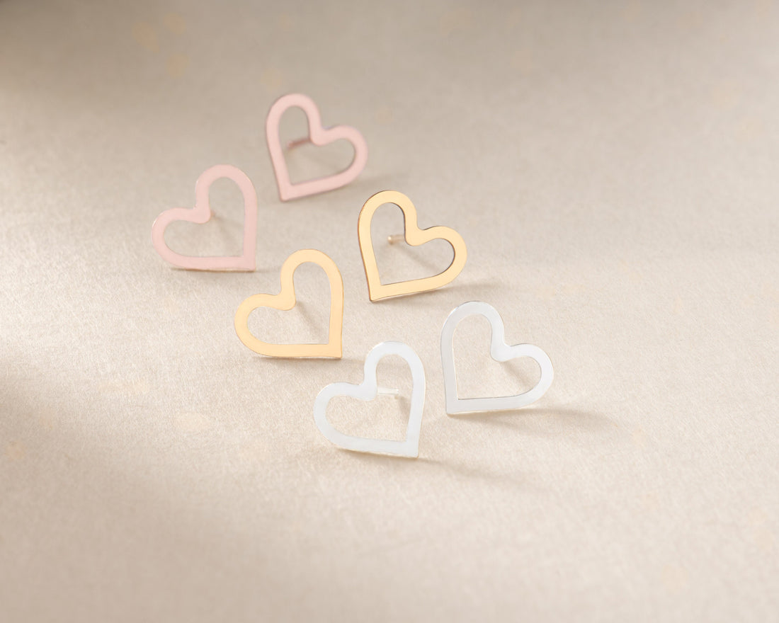 Cut-Out Heart Stud Earrings