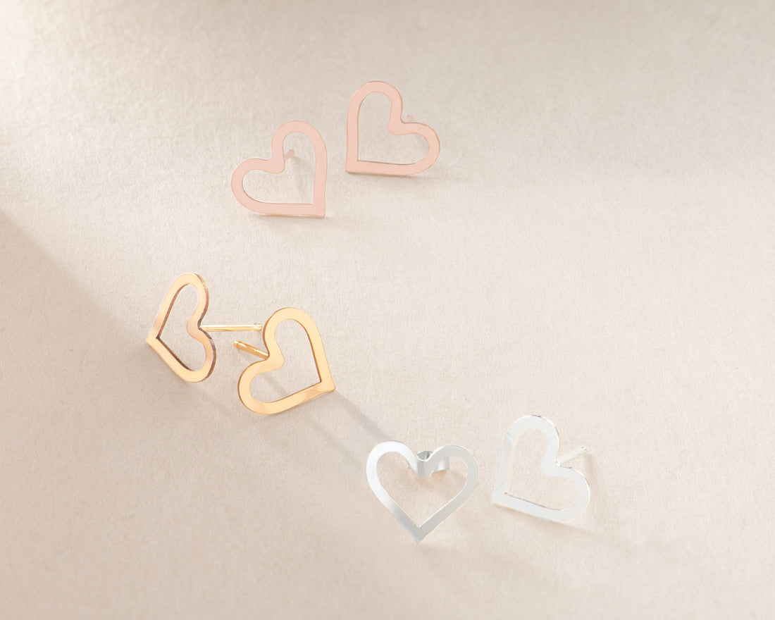 Cut-Out Heart Stud Earrings