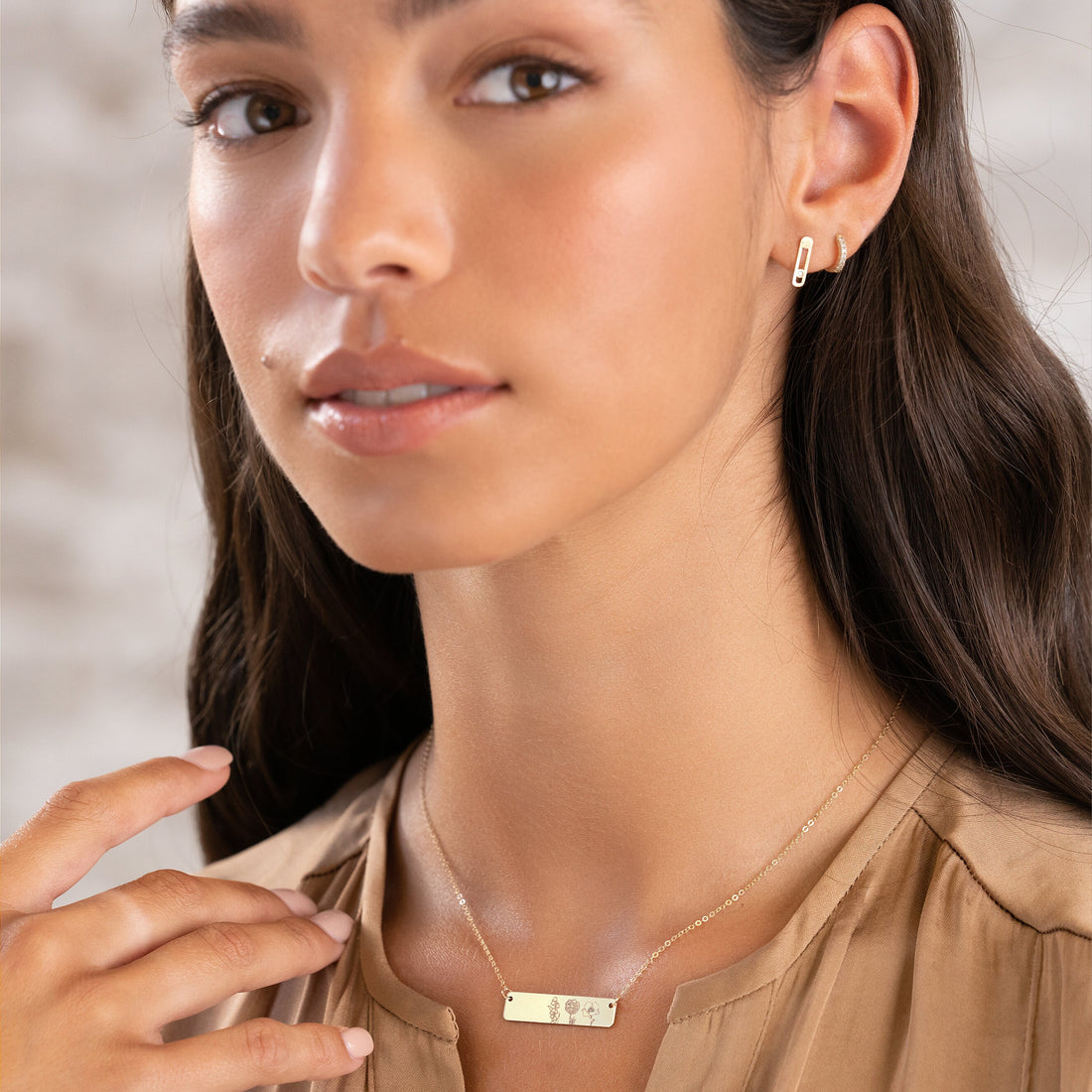Birth Flower Bar Necklace