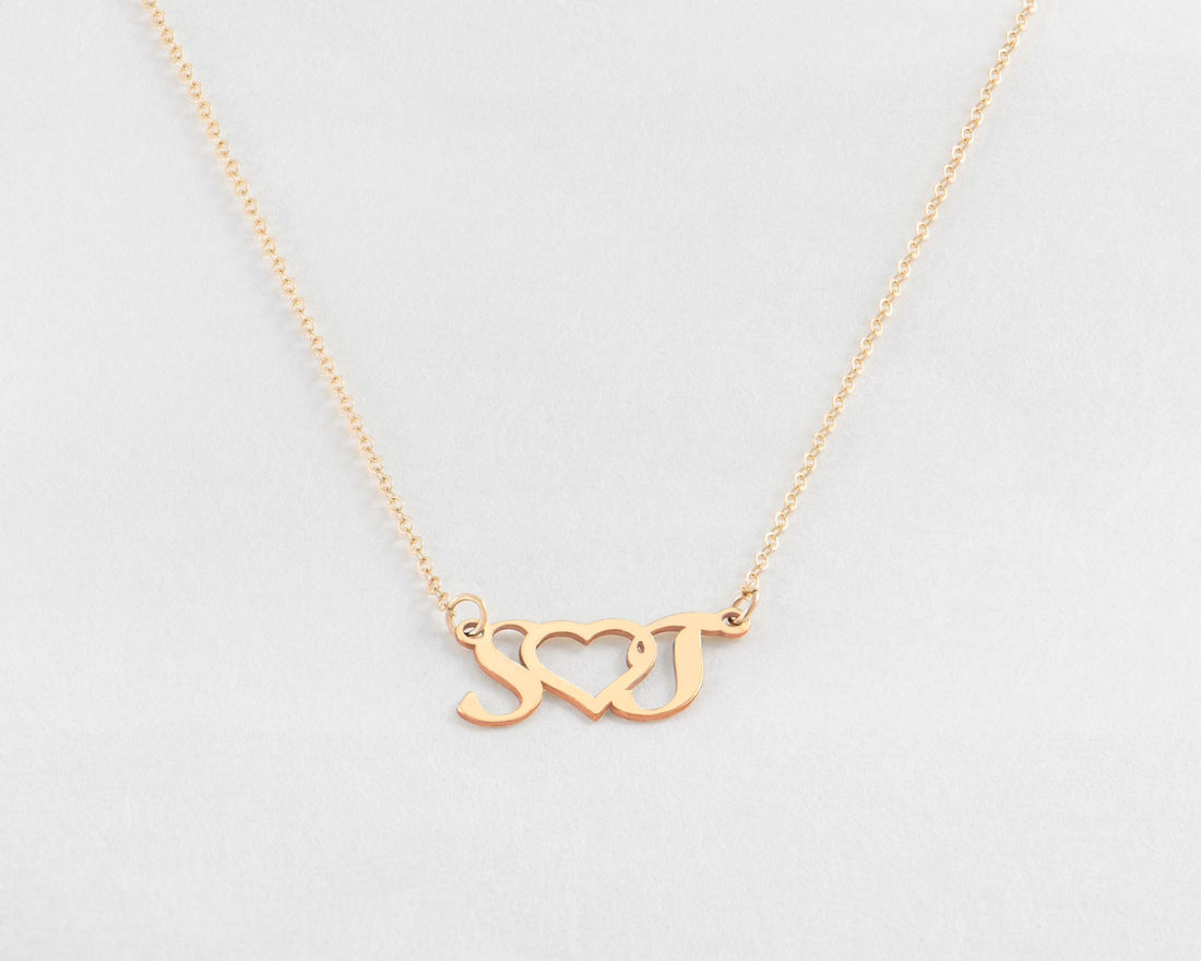 Initials With Heart Personalized Necklace