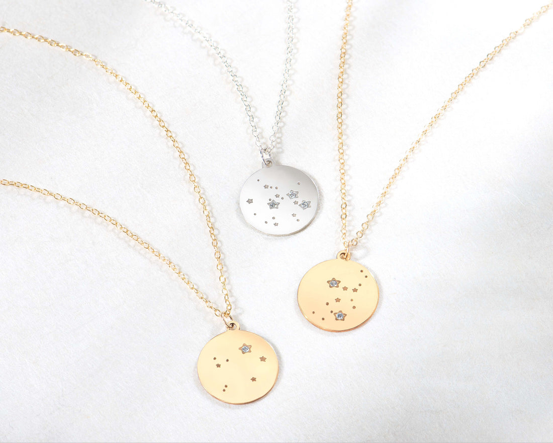 Zodiac Gemstone Disc Necklace