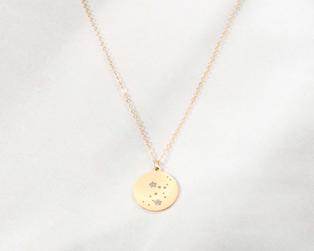 Zodiac Gemstone Disc Necklace