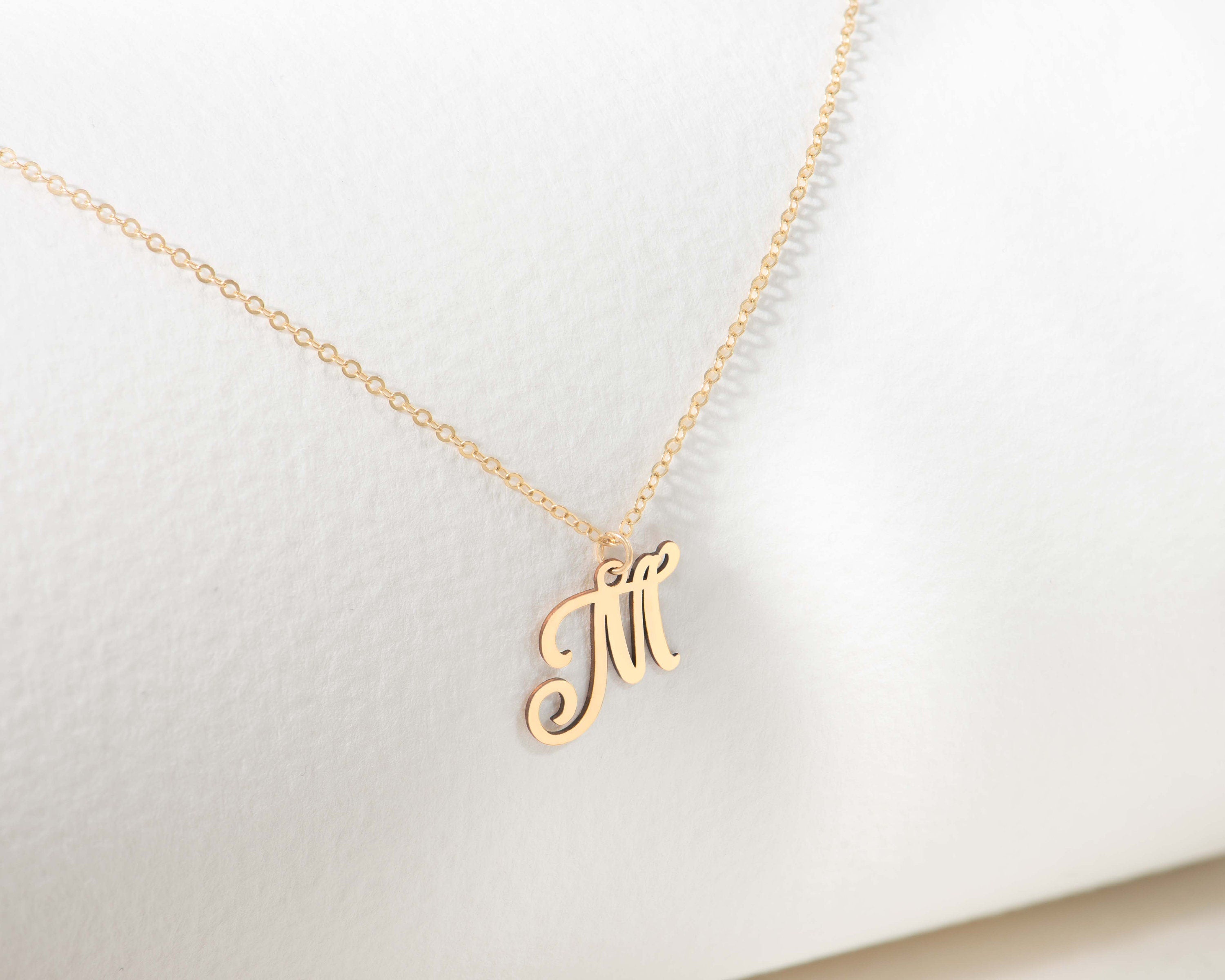 Script M Pendant Necklace