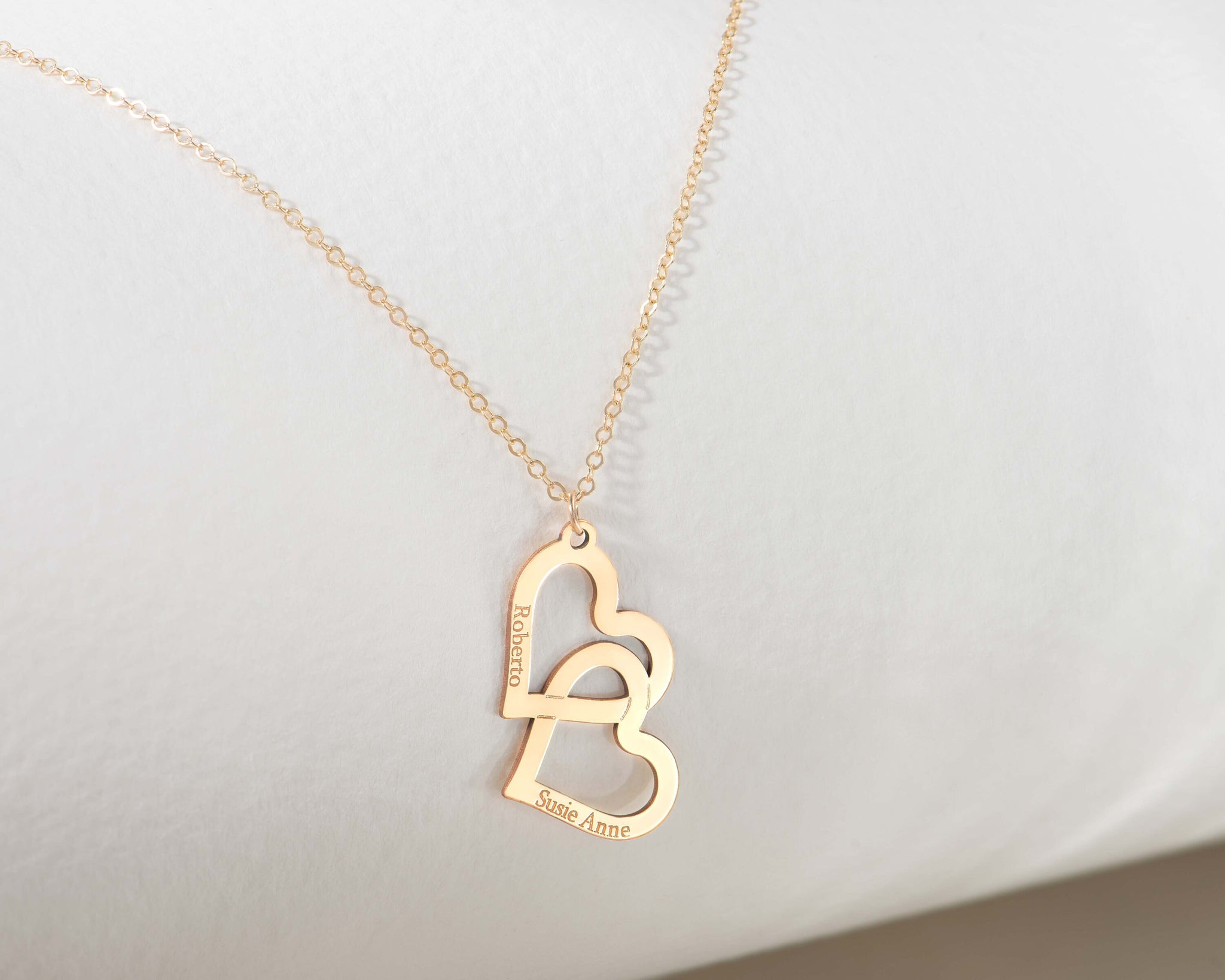 Double Heart Pendant Necklace