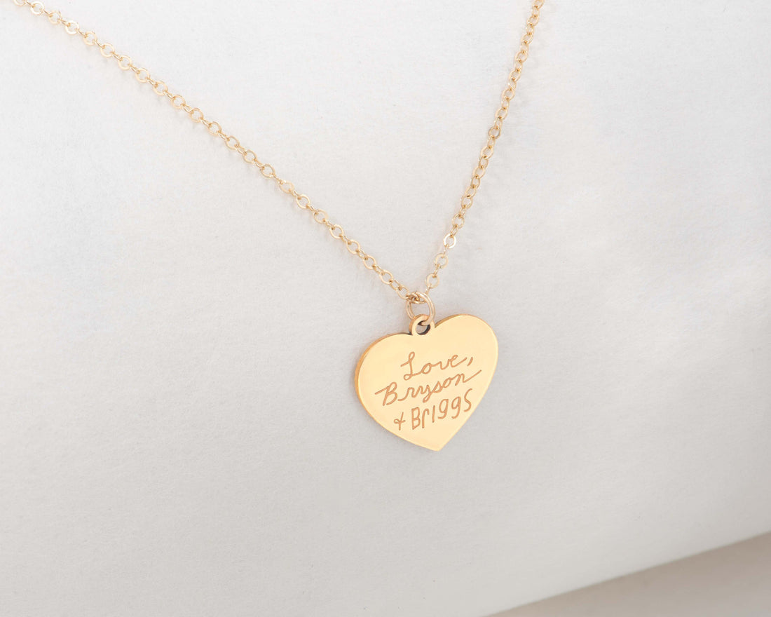 Handwritten Heart Pendant Necklace