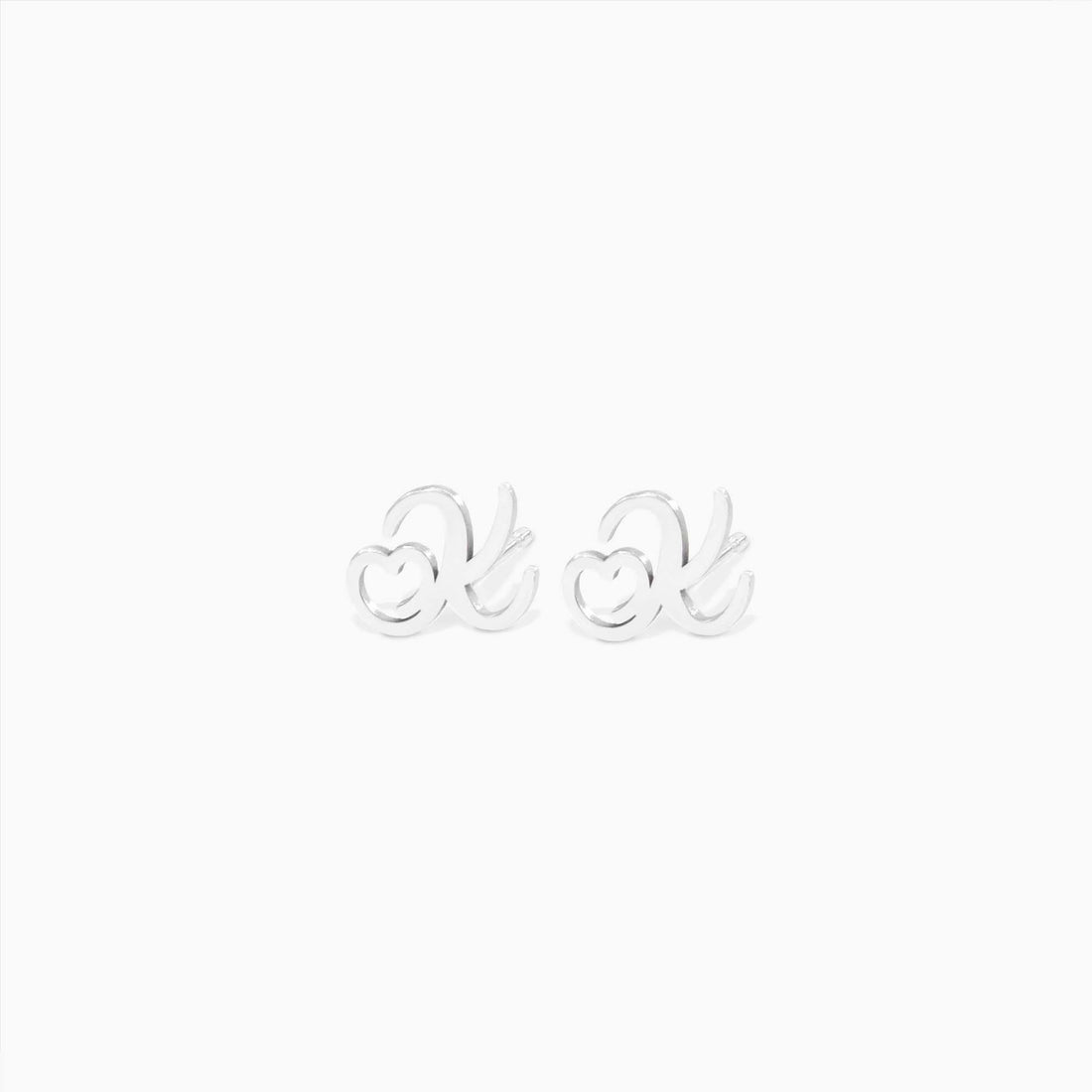 Initial Heart Stud Earrings