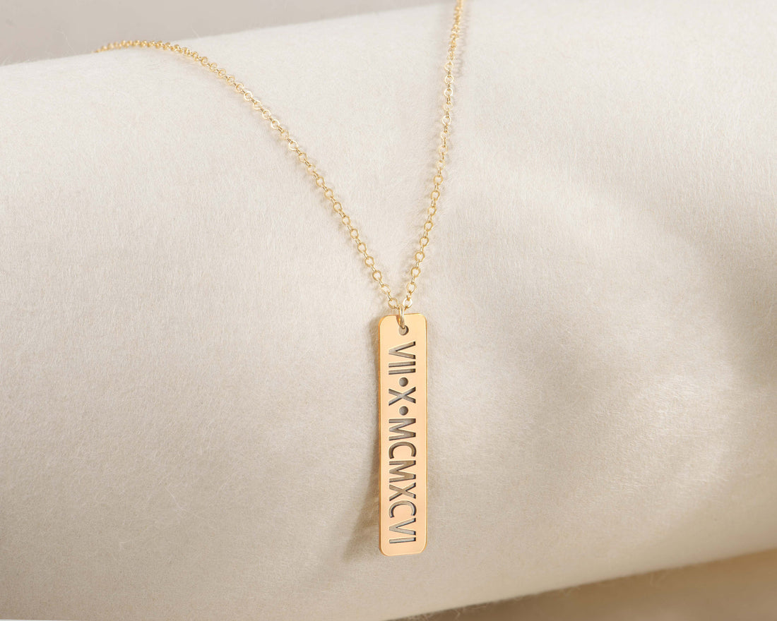 Roman Numeral Bar Necklace